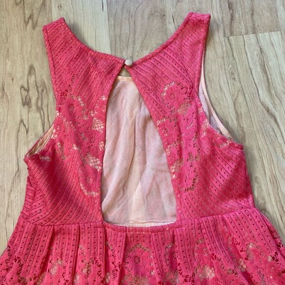 Free People hot pink lace-like patterned dress - Picture 4 of 6
